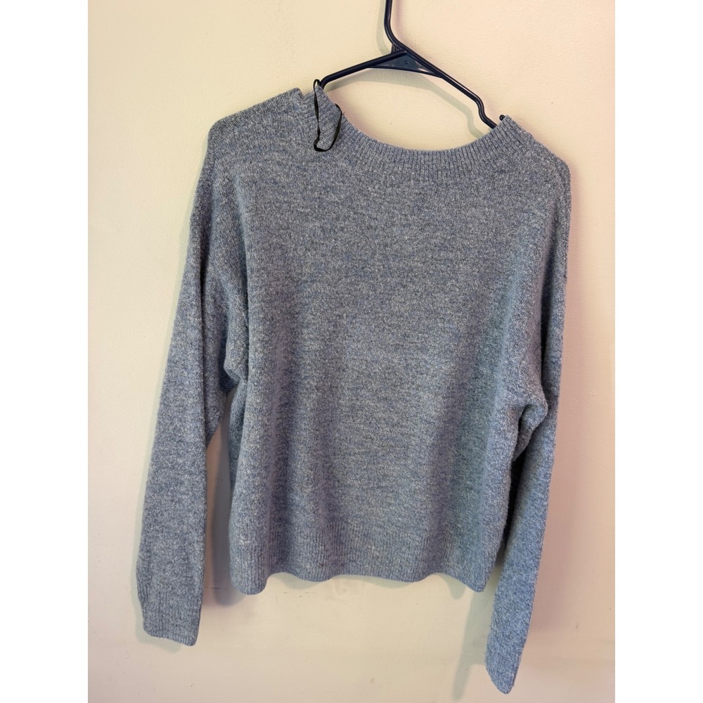 HM Blue Marl Knit Crewneck Sweater Small 0510149 6 Boxy Cropped Pullover - Picture 4 of 8